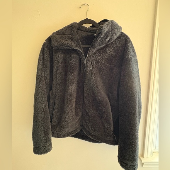 Uniqlo Teddy Jacket with Hood, Black, Medium - Picture 2 of 4